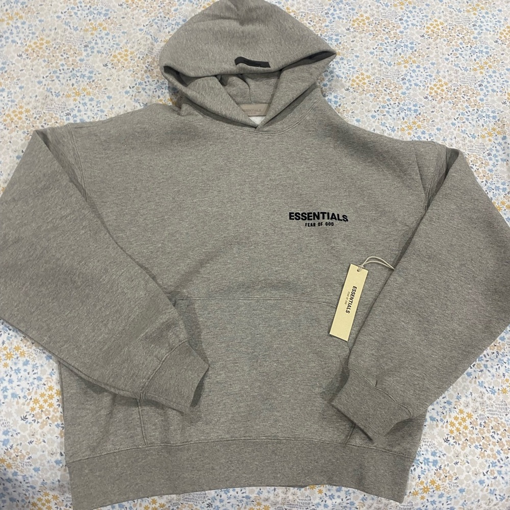 Essentials Men's Heather Gray Pullover Hoodie NWT - image 1